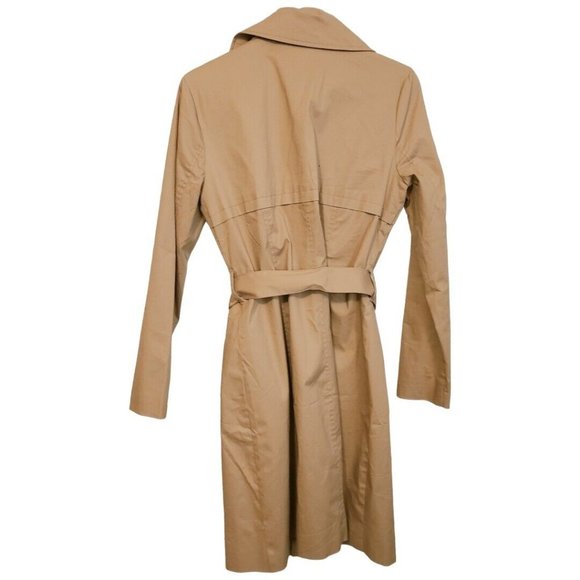 Womens Just Fabulous Trench Coat Long Sleeve Belted Waist Brown Biege Sz Med New - Picture 2 of 4
